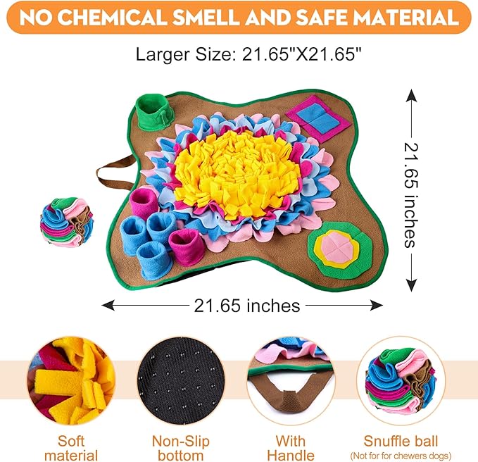 Pet Snuffle Mat for Dogs Sniffle Interactive Treat Game for Boredom Anxiety Relief Dog Feeding Mat Enrichment Dog Puzzles for Dogs Encourages Natural Foraging Skills & Mental Stimulation