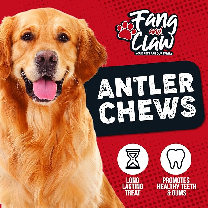 Fang & Claw Grass-Fed Deer Antlers for Dogs – 5-6" Antler Chews, 7-Pack – Long-Lasting Dog Chews for All Dogs & Aggressive Chewers