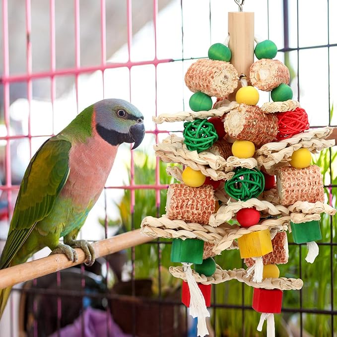Rypet Wood Bird Chewing Toys for Cage Wall, Wooden Bird Cage Toy for Helping to Trim Beak, Birds Toys Parrot Toy for African Grey Parrots Cockatoos Amazon Parrot and Other Small to Medium Parrots