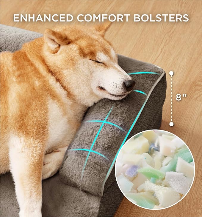 Made4Pets Orthopedic Dog Bed for Extra Large Dogs, Supportive Foam XL Pet Bed Sofa with Washable Removable Cover, Waterproof Large Dog Couch Bed, Non-Slip Bottom and Egg-Crate Foam, Brown