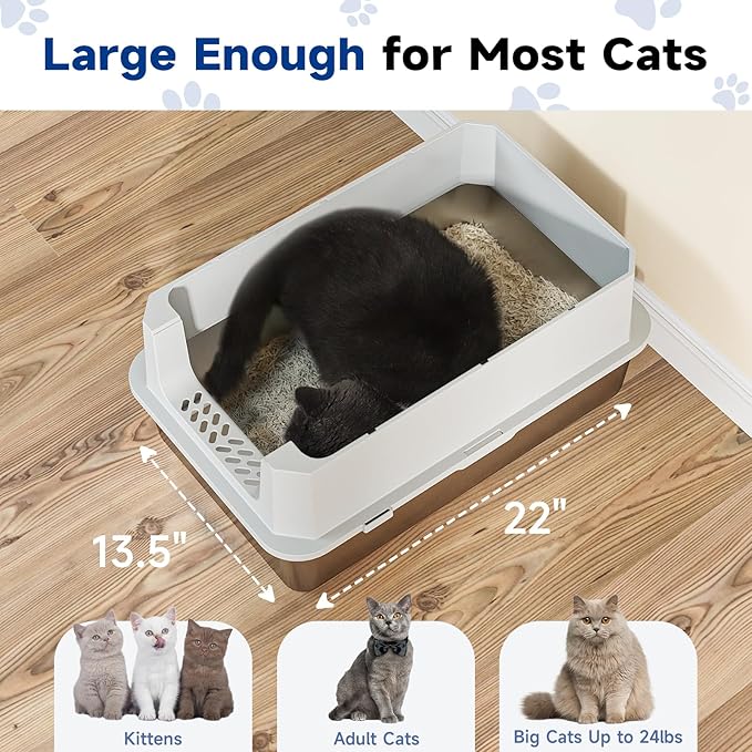 TENTIZON Stainless Steel Cat Litter Box with Lid, XL Large Covered Litter Box with Litter Mat, Metal Scoop, Enclosed Metal Litterbox for Kitten, Big Cats Up to 24lbs, 23.1" L x 14.8" W x 15.2" H