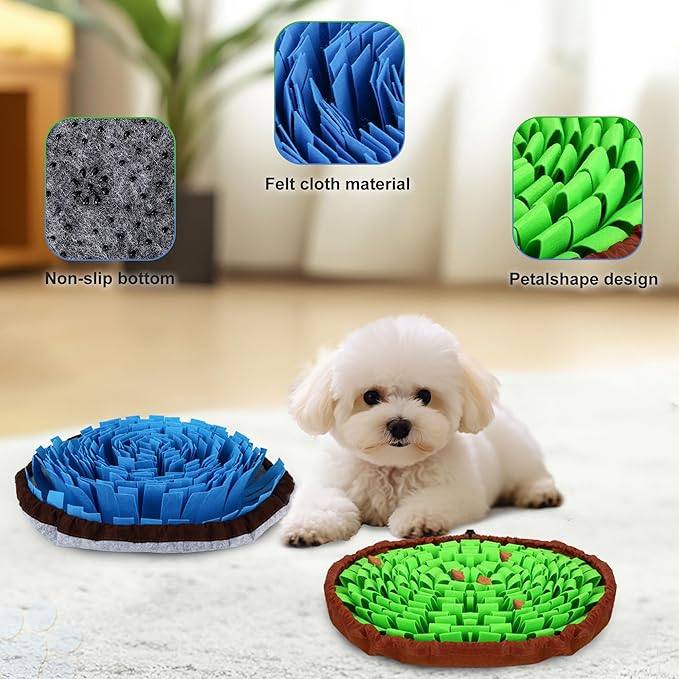 Snuffle Mat for Dogs, 2 PCE Dog Snuffle Mat Adjustable Size Encourages Natural Foraging Skills for Cat and Rabbit or Other Pet