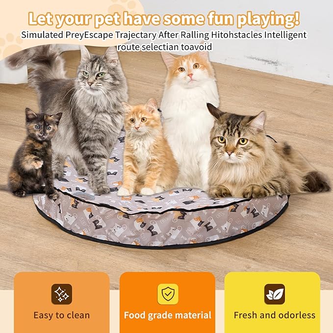 Kitty Toys & Cat Toys Interactive – Automatic Moving Cat Toy for Indoor Cats, Rolling Ball Tunnel Mat with LED Lights & Bird Chirping, Stimulating Cat Enrichment Ball Toy for Kittens & Bored Cats