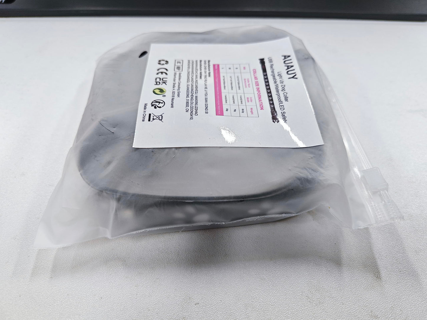 AUAUY Light Up Dog Collar, LED Dog Collar Light USB Rechargeable, Waterproof Flashing PVC Leather Adjustable Glowing Super Bright Dog Light Up Collar for The Dark for Small Medium Large Dogs (Pink-S)