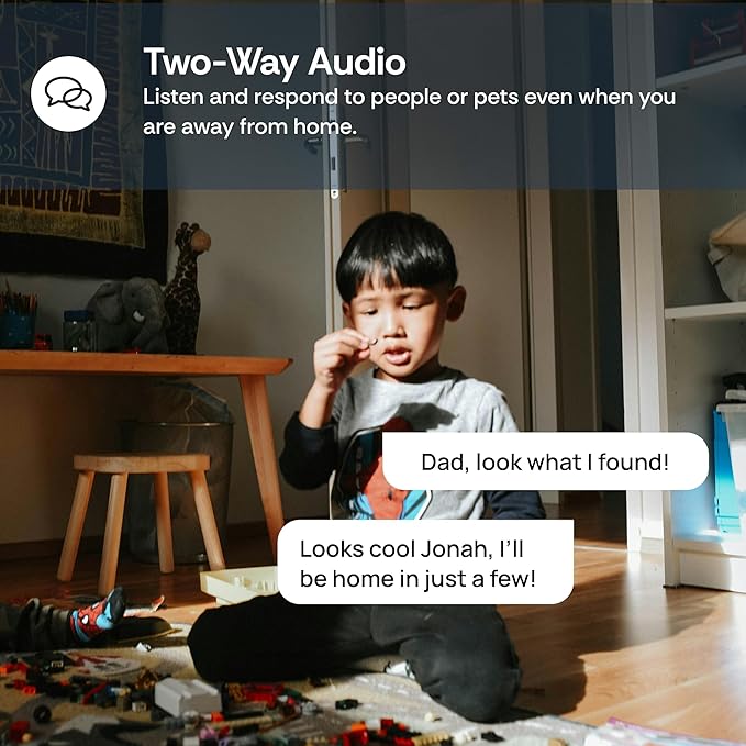 Luna Indoor Camera 2.4GHz Wi-Fi, Color Night Vision with Spotlight, Smart GenAI Alerts, Flexible USB Short Cord, Compact Cameras for Home Security/Garage/Entryway, Small Room Cameras