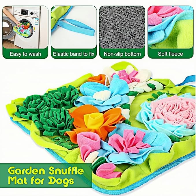 Snuffle Mat for Dogs, Slow Feeding Game Interactive Puzzle Dog Food Mat,Encourage Natural Foraging Skill-Dog Snuffle Mat 19.7''x19.7''Easy to Clean, Durable