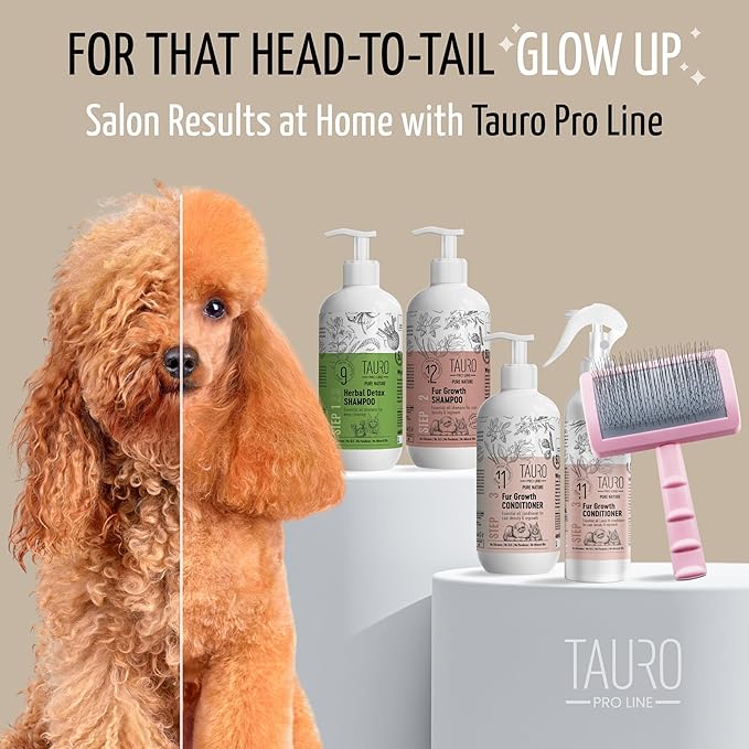 Tauro Pro Line Plastic Long & Short Hair Slicker Dog Brush for Deshedding & Detangling - Pink Slicker Brush for Dog & Cat Grooming - 0.98″ Pins, Non-Slip Grip, Size S