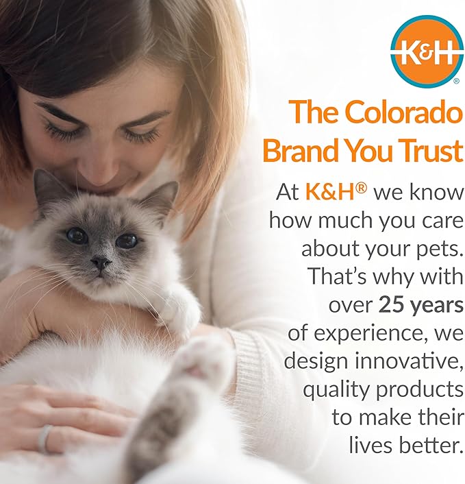 K&H Pet Products Heated Cat Bed Pad for Indoor Cats, Thermo-Kitty Mat Calming Warm Pet Heating Pad for Inside Pets, Machine Washable, Waterproof Heater, Safety Listed - 12.5 X 25in Mocha/Tan