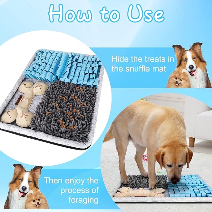 Snuffle Mat for Dogs, Interactive Feed Mat for Boredom, 17.3"×23.6" Pet Foraging Mat for Smell Training and Slow Eating with Stress Relief, Foraging Skills, Brain Stimulation (Solid Color)