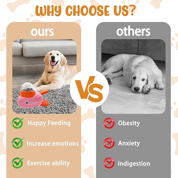 Interactive Treat Dispenser Dog Toy, Whale Puzzle Treat Toy for Small Large Smart Cats Dogs IQ Training and Mental Stimulation, Enrichment Slow Food Snacks Feeder with 1 Sticker for Pets -Pink