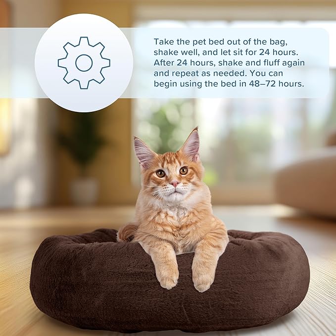 PETMAKER Dog Bed - Donut Pet Bed for Small Dogs - Dog Bed with Removable Washable Cover and Anti-Slip Bottom - Puppy Essentials (Dark Brown)