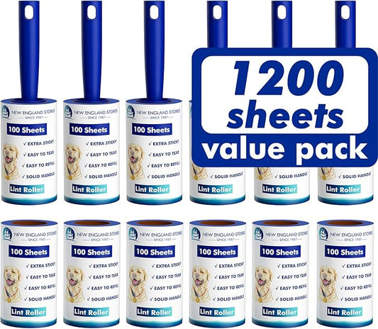 1200 Sheets Lint Roller with 6 Upgraded Handles (6 Rollers + 6 Refill), Mage Value Set Sticky Lint Rollers for Pet Hair, Portable Pet Hair Remover for Clothes, Furniture, Carpet, Dog and Cat