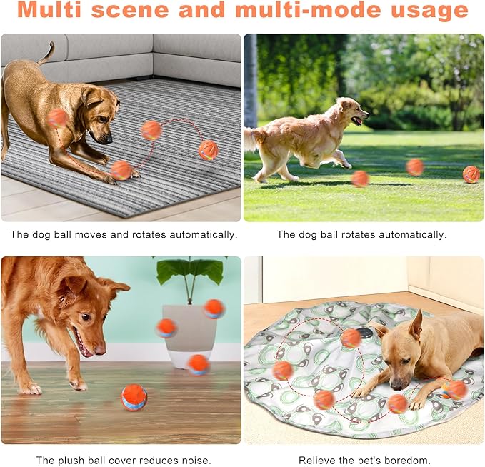 Dog Toys Dog Ball, Durable Motion Active Rolling Balls with Remote Control LED Light, Rubber Peppy Pet Balls for Medium Large Dogs, USB Rechargeable, 3.2-in Diameter (Orange)