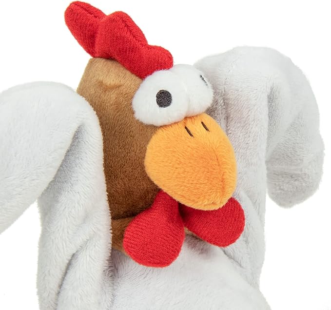 goDog Action Plush Chicken Animated Squeaky Dog Toy, Chew Guard Technology - White, One Size