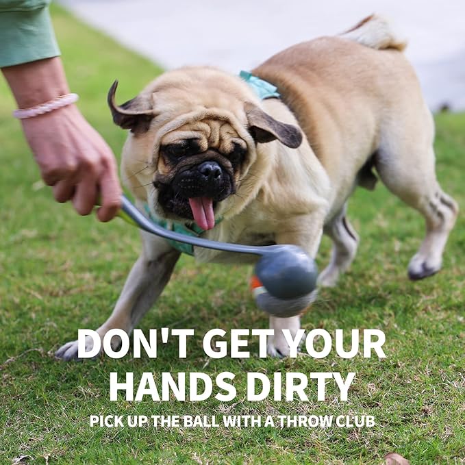 PAWISE Dog Ball Launcher - 12.2'' Dog Fetch Toy with 2.3'' Tennis, Portable Ball Thrower for Small to Medium Dogs, Indoor & Outdoor Use, Durable & Easy to Clean