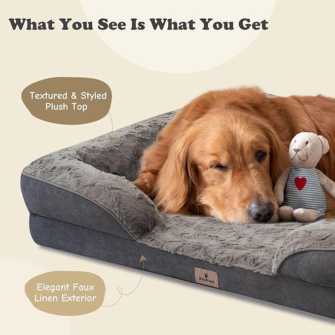 Orthopedic Dog Bed for Large Dogs - Big Washable Dog Sofa Beds Large, Supportive Foam Pet Couch Bed with Removable Washable Cover, Waterproof Lining and Nonskid Bottom