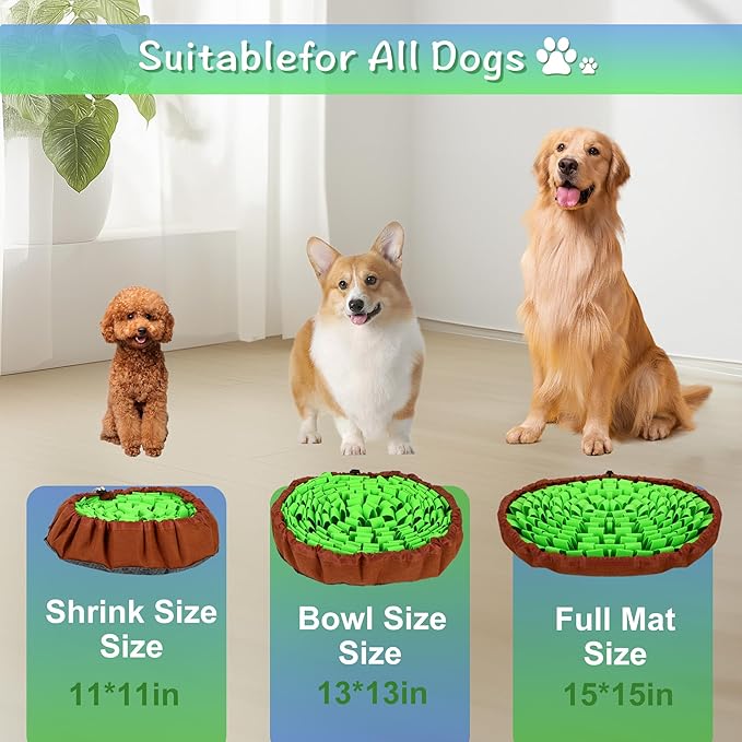 Snuffle Mat for Dogs, 2 PCE Dog Snuffle Mat Adjustable Size Encourages Natural Foraging Skills for Cat and Rabbit or Other Pet