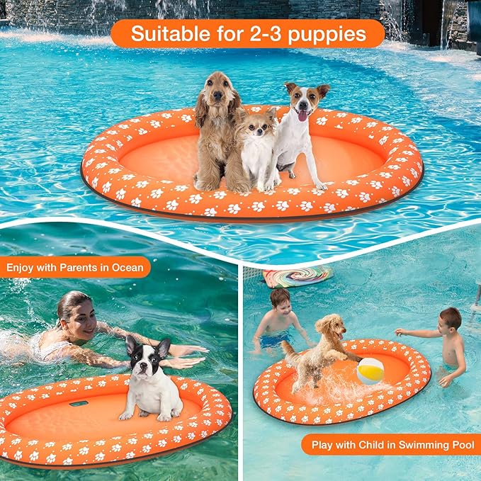 Pet Soft Dog Float Raft - Inflatable Dog Swimming Float for Summer (Orange)
