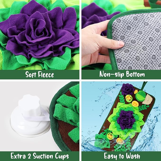 CiyvoLyeen Snuffle Mat for Small & Medium Dogs and Cats, 30.7''x 15.7'' Dog Feeder Puzzle Enrichment Game, Slow Eating Feeding Mat, Foraging Mat for Rabbit, Pig, Stress Relief Puppy Gift for Pet Lover