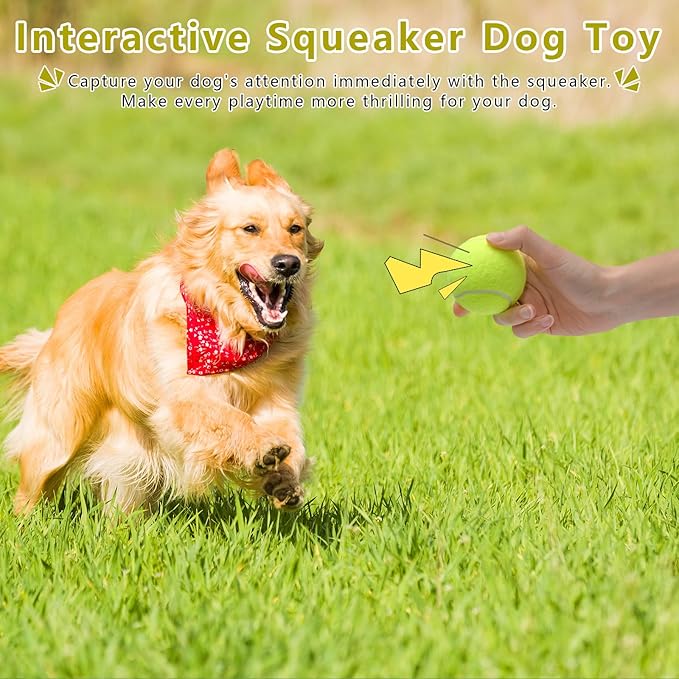 Magicorange Dog Tennis Balls, 20 Pack 2.5 inch Floatable Squeaky Tennis Balls for Fetch Exercise, Natural Rubber Squeaky Dog Balls Training Safe (Yellow, 2.5inch)