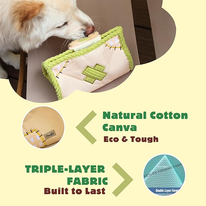 Interactive Dog Toys, Snuffle Puzzle Toys for Small Medium Large Dogs â Durable Hide & Seek Treat Dispenser with Squeaky & Crinkle Sounds, 2-in-1Chew Toy, Dog Birthday for Gifts (Tissue Box)