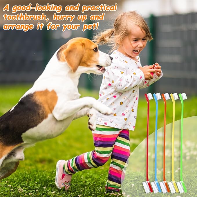 Honeydak Dog Tooth Brush Pet Toothbrush Soft Grooming Dogs Toothbrush Dog Double Sided Puppy Long Handle Brush for Large and Small Teeth Cleaning Dental Oral Care (70 Count,Multicolor)