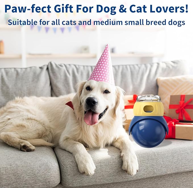 Cat Interactive Puzzle Toy, Adjustable Treat Dispenser for Indoor Cats, Safe Material Kitty Enrichment Toy for IQ Training, Mental Stimulation, Relieve Boredom, Gifts