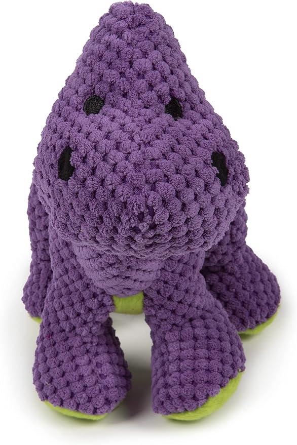 goDog Checkers Dinos Bruto Squeaky Plush Dog Toy, Chew Guard Technology - Purple, Large