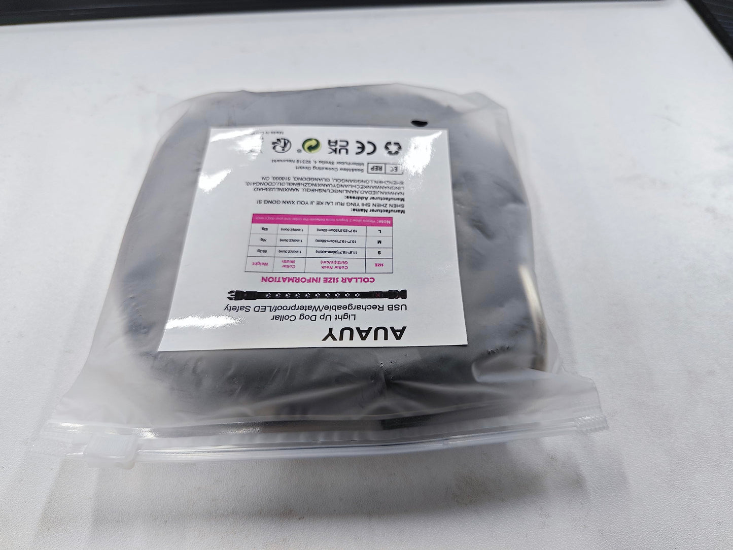 AUAUY Light Up Dog Collar, LED Dog Collar Light USB Rechargeable, Waterproof Flashing PVC Leather Adjustable Glowing Super Bright Dog Light Up Collar for The Dark for Small Medium Large Dogs (Pink-S)