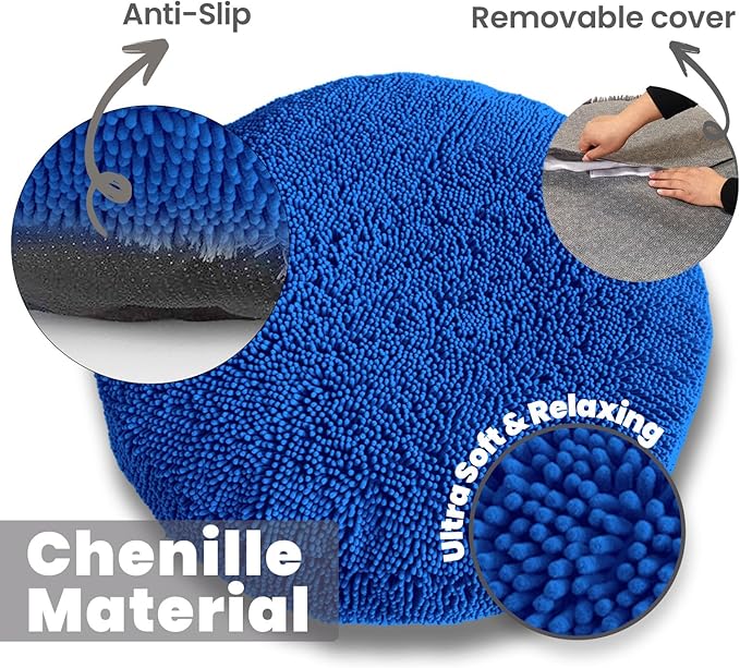 Muddy Mat®Cloud K-9 Bed for Dogs & Cats, Soft & Relaxing Donut Dog Bed, Chenille Material, Removable Cover, Washable & Dryer Safe–Navy Blue Medium(35'x35')