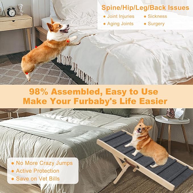 Large Dog Pet Ramp Stairs for Bed Couch Car Truck SUV,Dog Pet Ramp for Small Large Dogs Pets to Get on High Bed Truck Couch Sofa