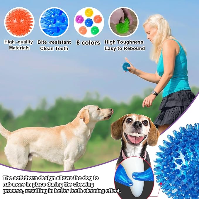 12 Pack Squeaky Dog Toys,2.5" Spiky Dog Balls,TPR Rubber Puppy Toys for Aggressive Chewers,Puppy Chew Toys Cleans Teeth and Gum Health,Squeaky Dog Balls for Small Medium Large Pet Dog Toys