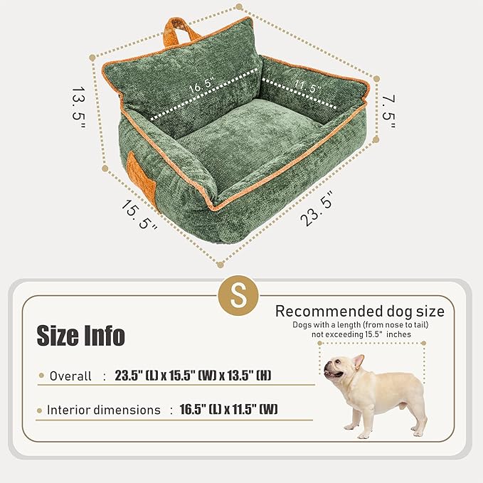 Orthopedic Dog Bed for Small Dogs - Washable Pet Bed with Removable Side Bolsters, Non-Slip Durable, Plush Cat Sofa for Comfort - Soft Supportive Small Dog Sofa (Brown)