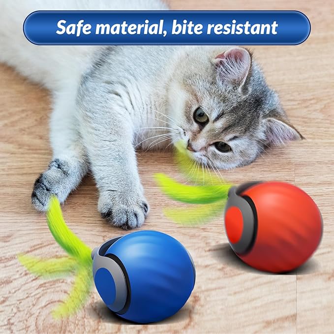 Speedy Tail 2.0 Interactive Cat Toy, 2025 Smart Rolling Ball for Pets, Automatic Motion Plaything for Cats and Dogs, Self-Moving Orange & Blue Pet Play Ball