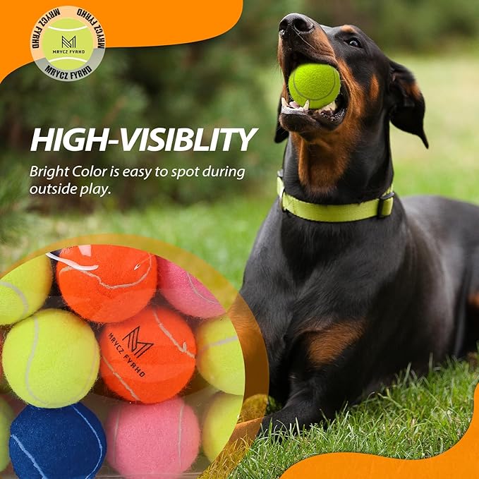 Tennis Ball Dog Toys 4 Pack - Giant 4-Inch Durable and Safe Fetch Tennis Ball for Dogs with Mesh Bag, Large Dog Tennis Balls Perfect for Indoor and Outdoor Interactive Play(Multicolor)