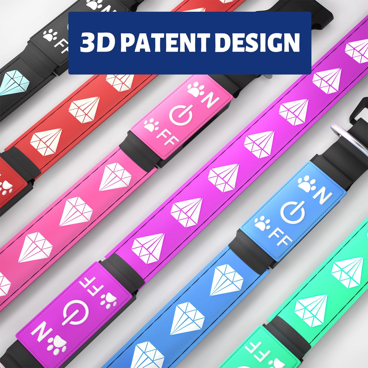 Light Dog Collar Rechargeable LED Dog Collars 15 Lighting Colors High Visible Light Up Dog Collars Adjustable Waterproof Bright Glowing Pet Collar for Night Walk, Pink