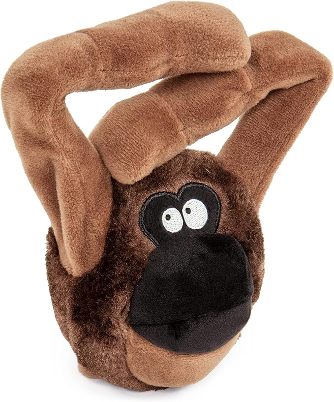 goDog Action Plush Ape Animated Squeaky Dog Toy, Chew Guard Technology - Brown, One Size