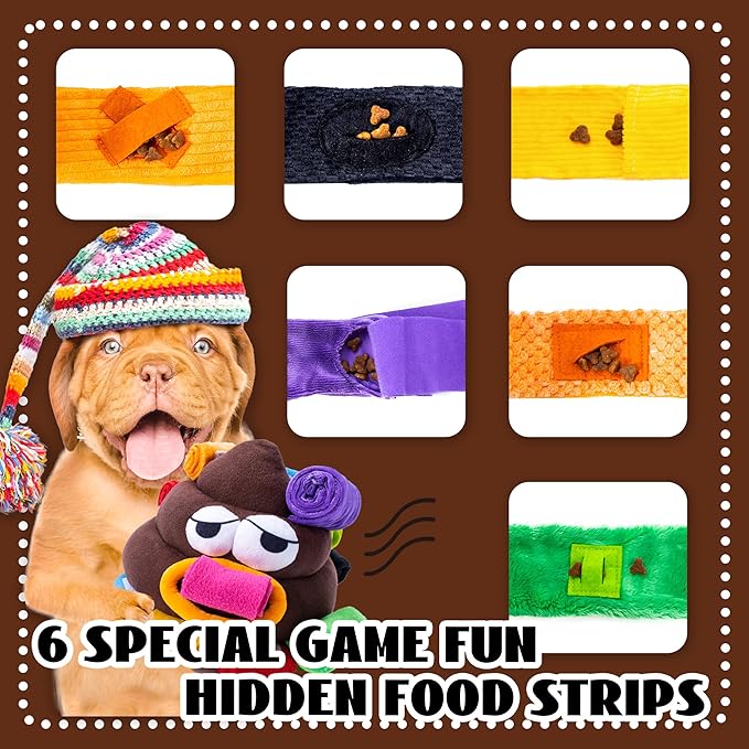 Upgrade Poop Interactive Snuffle Dog Toys Snuffle Ball for Dogs Small Medium Large Breed,Dog Puzzle Toys Slow Feeder Treat Ball for Boredom,Squeaky Pet Snuffle Mat Enrichment Toys