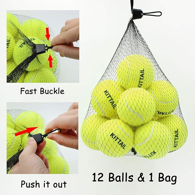 12 Pcs Squeaky Tennis Balls for Dogs - 2.58" Interactive Doggy Toys - Mini Safe, Durable for Small Medium Large Dogs Training Playing, with 1 Reusable Carry Bag