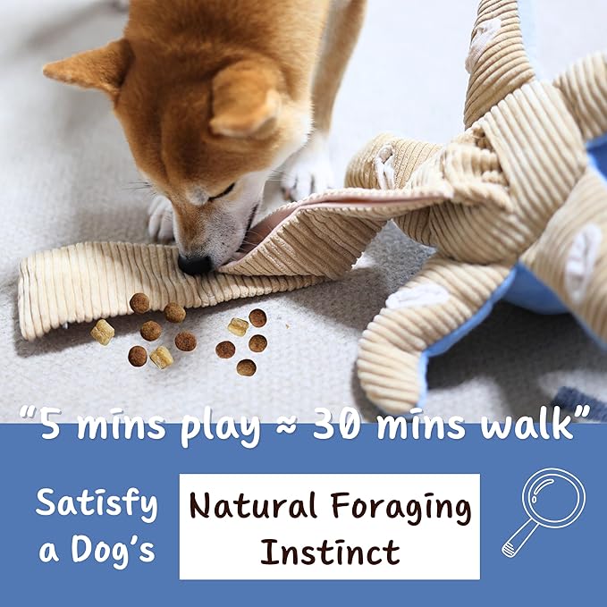 Dog Puzzle Toy, Interactive Snuffle Octopus Toy for Medium Large Dogs â Hide & Seek Treat Dispenser with Squeaky & Crinkle Sounds, Plush Chew Toy, Durable & Washable (Blue)