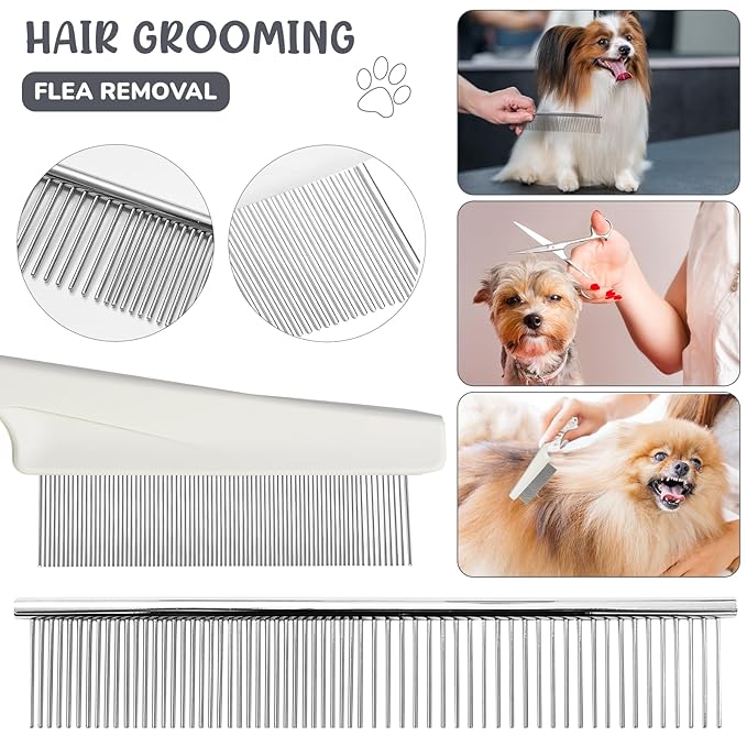 Dog Brush & Grooming Kit – 9-Piece Pet Brush & Deshedding Set for Shedding, Bathing, Trimming & Nail Care | Grooming Tools for Dogs & Cats, Includes Comb, Nail Clipper, Scissors, Slicker Brush (Gray)