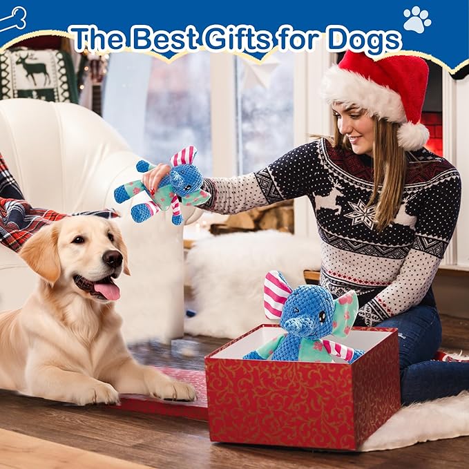 Elephant Indestructible Dog Toys - Squeak & Rope Toy for Large Dogs & Aggressive Chewers, Puppy Teething Toys