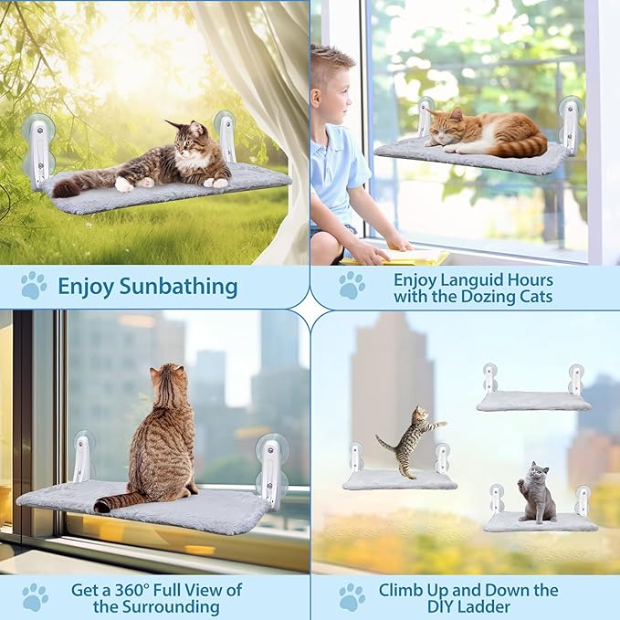 L&W BROS. Cat Window Perch Indoor Foldable Pat Hammock with 4 Updated Suction Cups Easy to Assemble Window Bed for Large (L 1Pc)