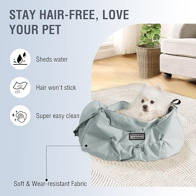 Dog Carrier Sling - Extra Wide Padded Shoulder Straps, Adjustable Hands-Free Small Dog Camier, Ergonomic Design for Travel and Daily Walks, for Small Dogs and Cats 12 lbs, (Light Grey)