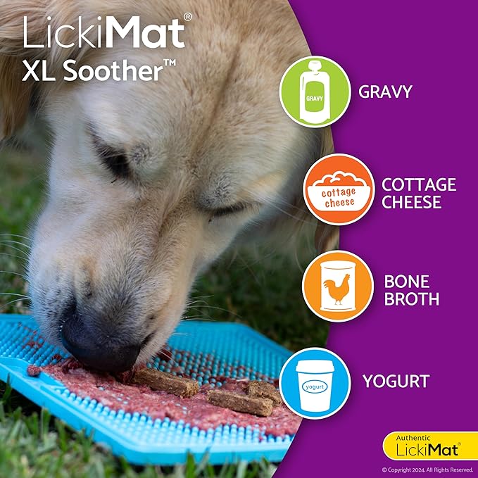 LickiMat X Large Breed Soother Dog Lick Mat, Dog Calmer, Slow Feeder, Anxiety Reliever Alternative to Puzzle Toys, Slow Feeding Bowls. Use Peanut Butter, Wet, Raw, Mixed Food, Healthy Treats - Orange