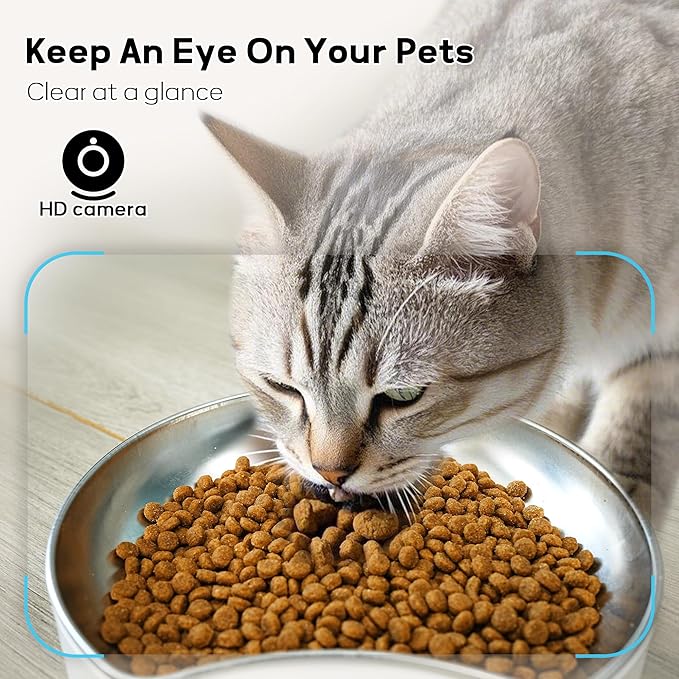 Maxee Cat Feeder, Automatic Dog Feeder with Camera, Cat Food Dispenser, 5G WiFi Pet Feeder with 2-Way Audio, Timed Pet Feeders, Motion Detection& Nightvision&120°Wideangle
