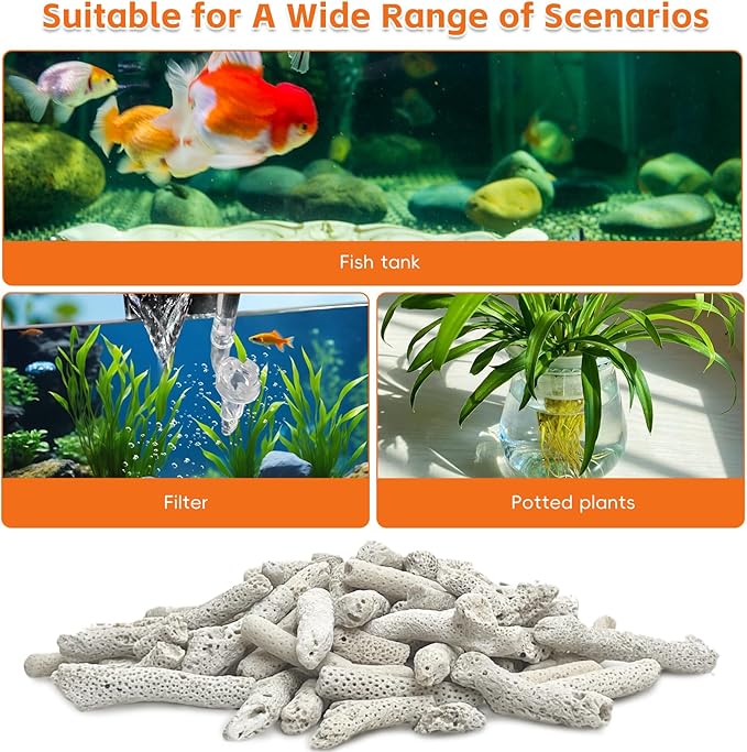 kathson 1.1lb Crushed Coral for Aquarium Crushed Coral for Freshwater Qquarium Corals for Fish Tank to Raise ph Filter Media for Fish Tank with Mesh Bag for Fish Tank Filter Media Decorations