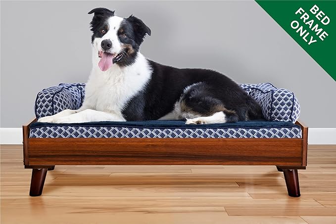 Furhaven Elevated Dog Bed Frame for 36" x 27" Large Dog Beds, Easy Assembly - Mid-Century Modern Bed Frame - Walnut, Large