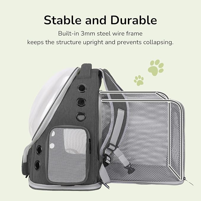 Cat Backpack Carrier for Large Cats, Expandable Cat Bubble Backpack, Dog Carriers for Small Medium Dogs, Airline Approved Pet Carrier for Travel Hiking Outdoor(Grey)
