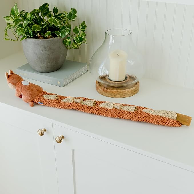 Crinkle Dog Toy Plush Toy - Long Tug-of-War Squeaky Dog Toy Boredom Buster Toys with Snack Pockets - Durable Enrichment Mentally Stimulating Toys for Dogs Small, Medium, Large - Squirrel